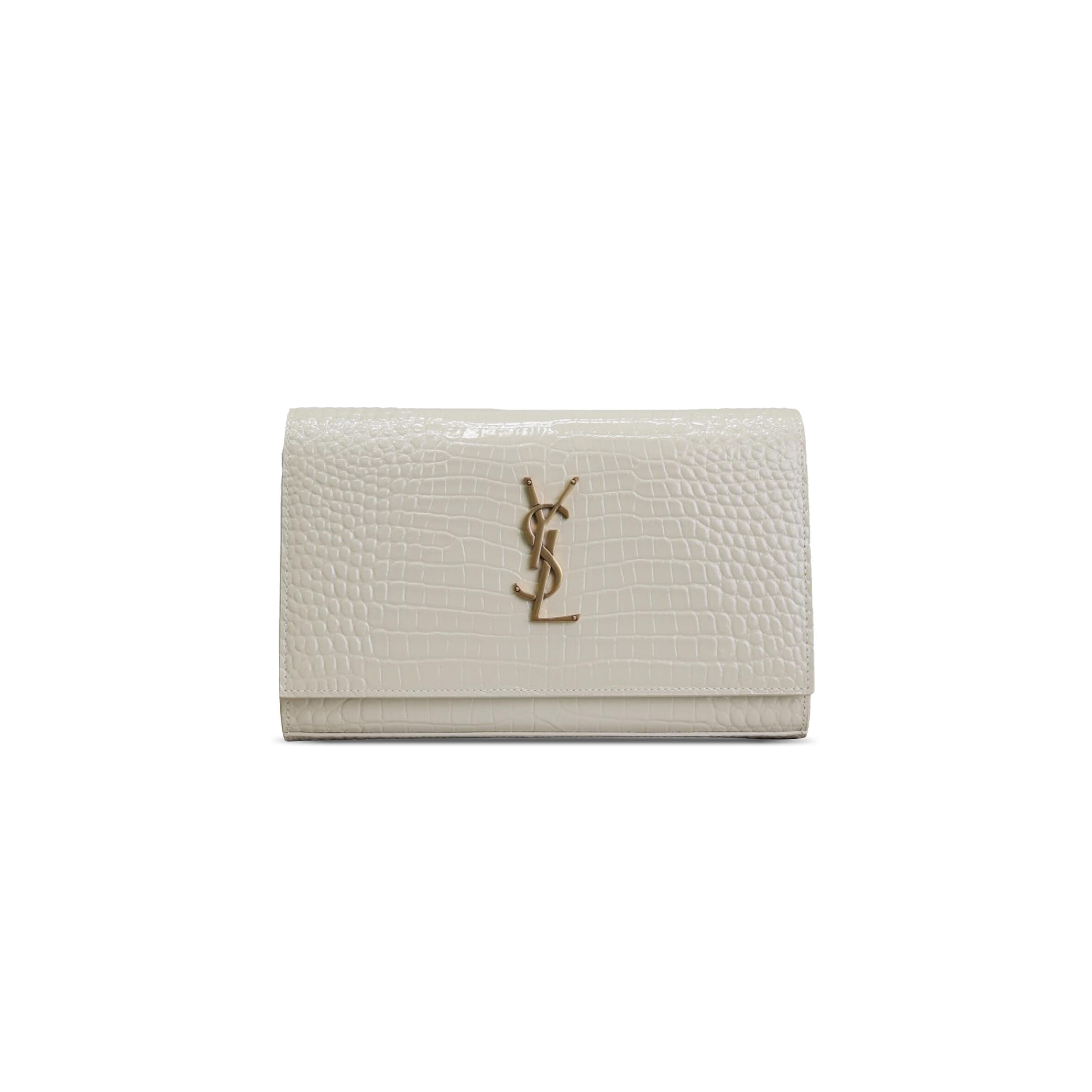 Y51 CASSANDRE CHAIN WALLET IN CROCODILE-EMBOSSED SHINY LEATHER 743364 (23*14*4cm) Master Quality